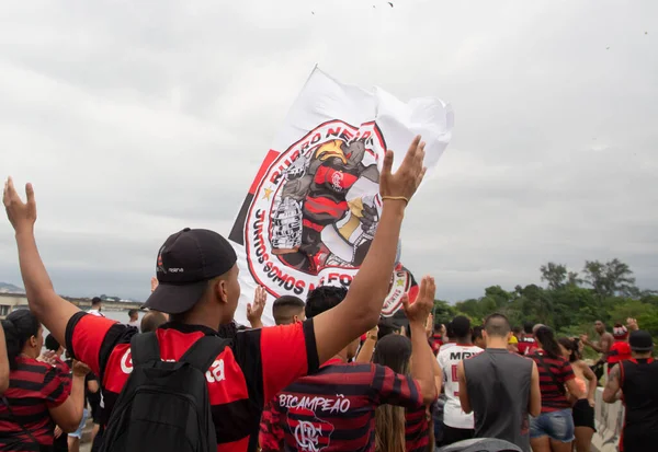 Futebol Fãs Flamengo Acompanham Viagem Equipa Final Libertadores Novembro 2021 — Fotografia de Stock