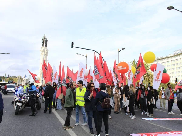 Národní Demonstrace Pracovníků Lisabonu Listopadu 2021 Lisabon Portugalsko Portugalští Pracovníci — Stock fotografie