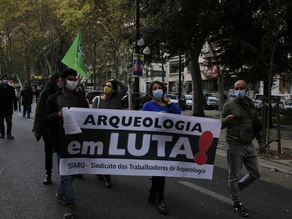 Manifestación Nacional Trabajadores Lisboa Noviembre 2021 Lisboa Portugal Trabajadores Portugueses — Foto de Stock