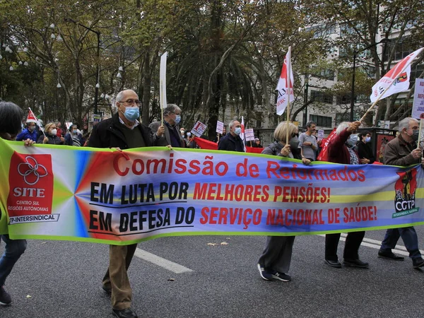 Manifestação Nacional Dos Trabalhadores Lisboa Novembro 2021 Lisboa Portugal Trabalhadores — Fotografia de Stock