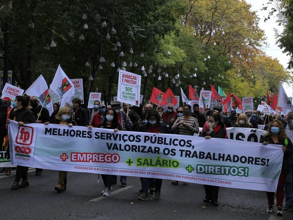 Lizbon Işçilerin Ulusal Gösterisi Kasım 2021 Lizbon Portekiz Portekizli Işçiler — Stok fotoğraf