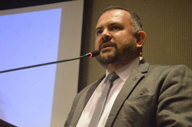 Uyuşturucuya Karşı Seferberlik Konulu Daimi Forum Natal 'da düzenlendi. 29 Kasım 2021, Natal, Rio Grande do Norte, Brezilya: Uyuşturucuya Karşı Seferberlik Ulusal Seferberlik Forumu sırasında Haberleşme Bakanı Fabio Faria