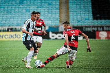 Brezilya Futbol Şampiyonası: Gremio ve Flamengo. 23 Kasım 2021, Porto Alegre, Brezilya: Rene, Flamengo 'dan, Porto Alegre' deki Arena do Gremio 'da düzenlenen Brezilya Futbol Şampiyonası' nın 2. turunun rötarlı maçı sırasında takım