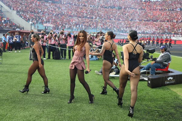 Brazilian Singer Anitta Performs Soccer Match Palmeiras Flamengo Valid Conmebol — Stock Photo, Image