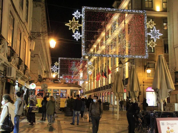 Karácsonyfa Comercio Téren Lisszabonban 2021 November Lisszabon Portugália Karácsonyfa Már — Stock Fotó