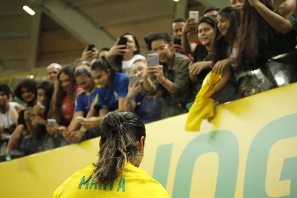 国際女子サッカートーナメント ブラジルとベネズエラ 11月28 2021 マナウス アマゾン ブラジル ブラジルとベネズエラの間のサッカー試合はのために有効2021国際女子サッカー大会 アリーナ アマゾニア — ストック写真