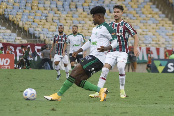 FluminenseとAmerica 2021年11月21日ブラジル リオデジャネイロ Fluminenseチームのファンは FluminenseとAmerica Mgの間のサッカー試合中に ブラジルサッカー選手権の34回戦に有効です — ストック写真
