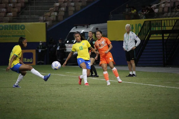 토너먼트 International Womens Soccer Tournament 칠레와 베네수엘라 2021 마나우스 브라질 — 스톡 사진