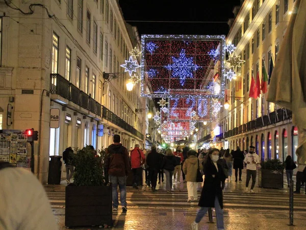 Karácsonyfa Comercio Téren Lisszabonban 2021 November Lisszabon Portugália Karácsonyfa Már — Stock Fotó