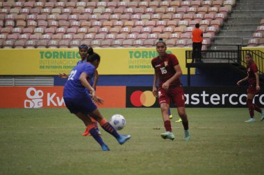 Uluslararası Kadınlar Futbol Turnuvası: Venezuela ve Hindistan. 1 Aralık 2021, Manaus Amazonas, Brezilya: Venezuela ile Hindistan arasındaki futbol maçı, Manaus şehrinde düzenlenen Uluslararası Kadınlar Futbol Turnuvası için geçerlidir.