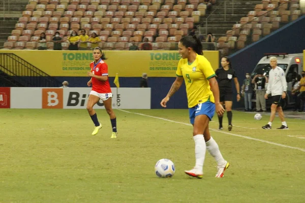 Internationaal Vrouwenvoetbaltoernooi Brazilië Chili December 2021 Manaus Amazonas Brazilië Voetbalwedstrijd — Stockfoto