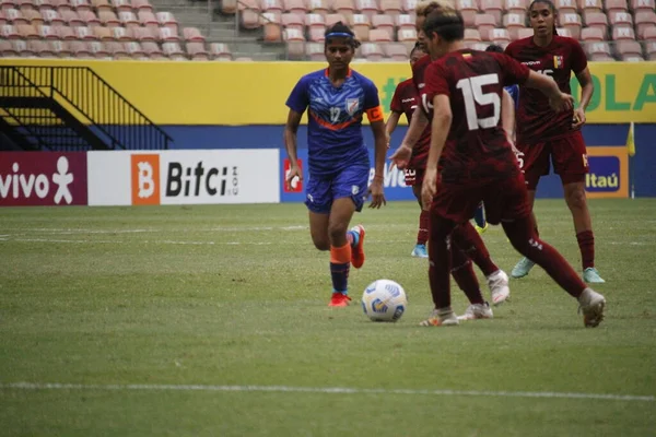 Torneio Internacional Futebol Feminino Venezuela Índia Dezembro 2021 Manaus Amazonas — Fotografia de Stock