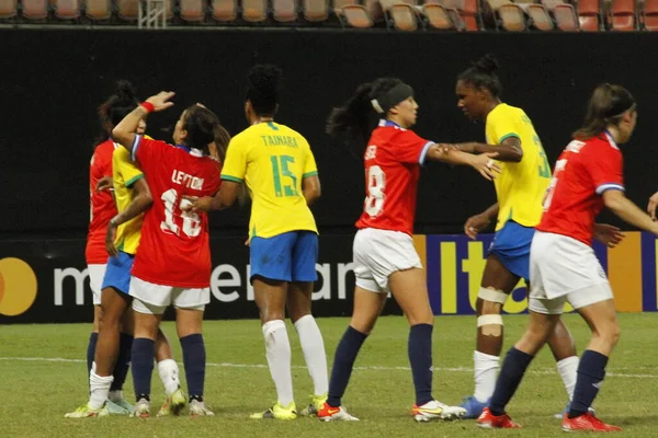 Międzynarodowy Turniej Piłki Nożnej Kobiet Brazylia Chile Grudnia 2021 Manaus — Zdjęcie stockowe