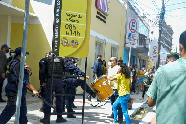 Protestos Estudantis Natal Dezembro 2021 Brasil Natal Guardas Cidade Usaram — Fotografia de Stock