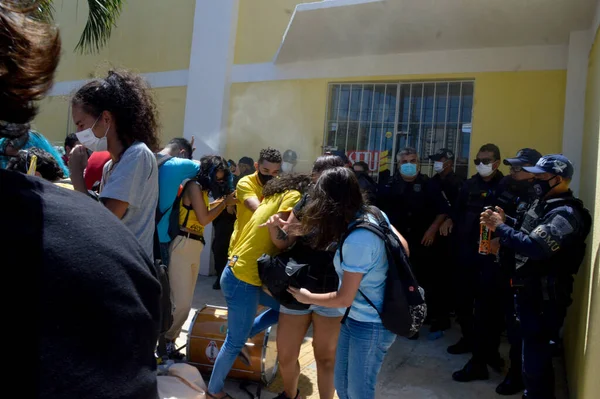 Protesta Estudiantil Natal Diciembre 2021 Brasil Natal Los Guardias Municipales — Foto de Stock