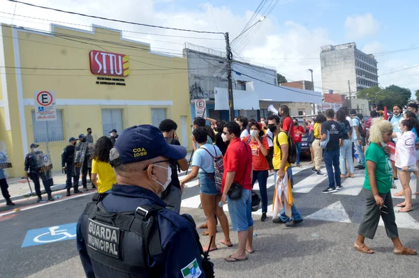 Protesta Estudiantil Natal Diciembre 2021 Brasil Natal Los Guardias Municipales — Foto de Stock