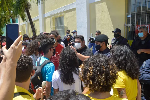 Studentenprotest Natal December 2021 Brazilië Natal Stadsbewakers Gebruikten Rubberen Kogels — Stockfoto