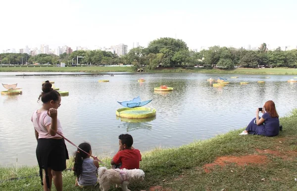 Zsúfolt Ibirapuera Park Egy Napsütéses Napon December 2021 Sao Paulo — Stock Fotó