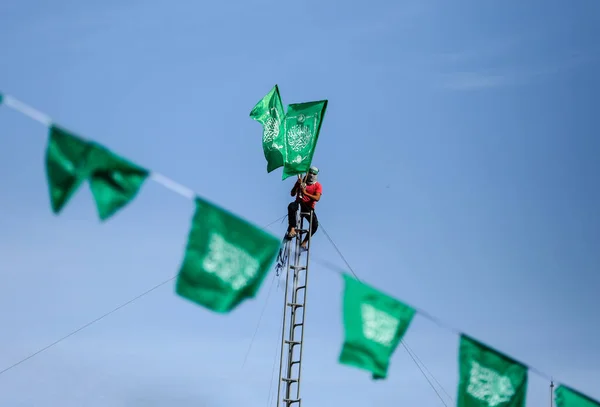 Partidarios Hamás Participan Marcha Que Conmemora Aniversario Del Movimiento Islamista — Foto de Stock