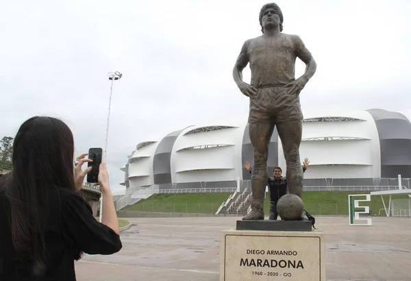 Estatua Maradona Frente Estadio Único Madre Cuidades Santiago Del Estero — Foto de Stock