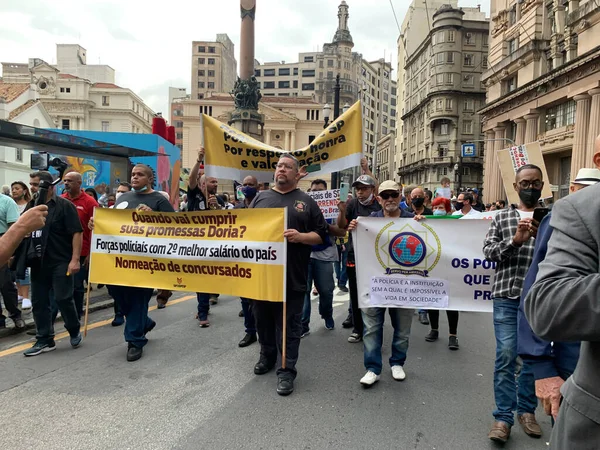 Sao Paulo Policías Civiles Militares Protestan Exigiendo Mejores Salarios Condiciones —  Fotos de Stock