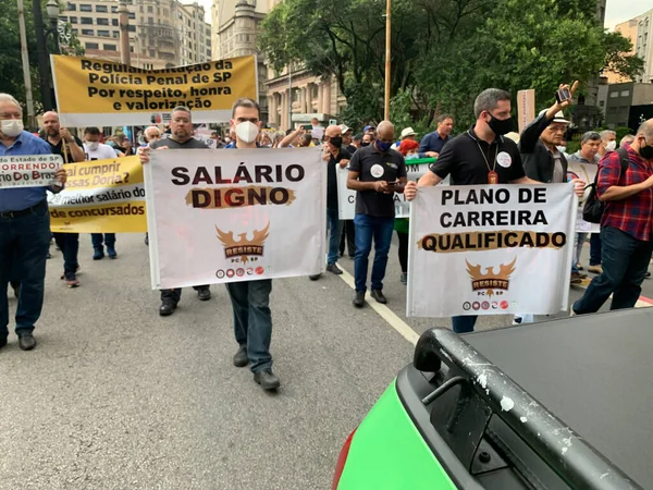 São Paulo Civil Och Militär Polis Protesterar Kräver Bättre Löner — Stockfoto