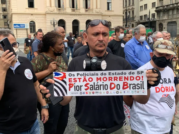 San Paolo Gli Agenti Polizia Civili Militari Protestano Chiedendo Salari — Foto Stock