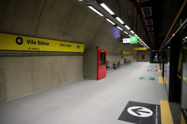 Vila Sonia Sarı Hat metro istasyonunun açılışı. 17 Aralık 2021, Sao Paulo, Brezilya: Sao Paulo Valisi Joao Doria (PSDB), 