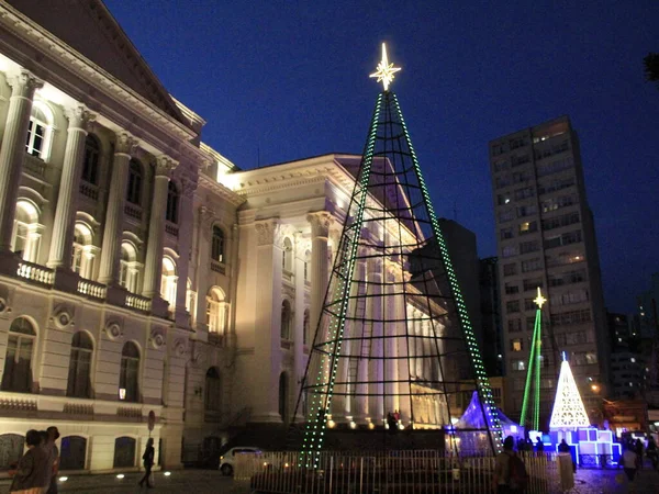 Decoração Natal Praça Santo Andrade Frente Universidade Federal Paraná Dezembro — Fotografia de Stock