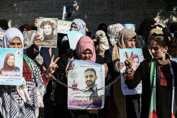 Manifestación Gaza Diciembre 2021 Palestina Gaza Mujeres Palestinas Participan Una —  Fotos de Stock