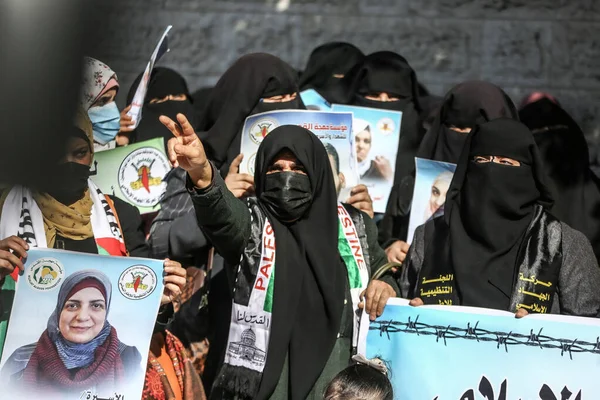Manifestation Gaza Décembre 2021 Palestine Gaza Des Femmes Palestiniennes Participent — Photo