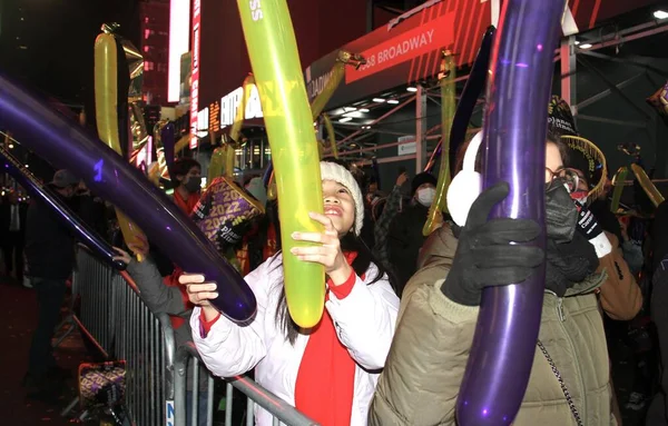 Viering Van Nieuwjaar 2022 Times Square Januari 2022 New York — Stockfoto