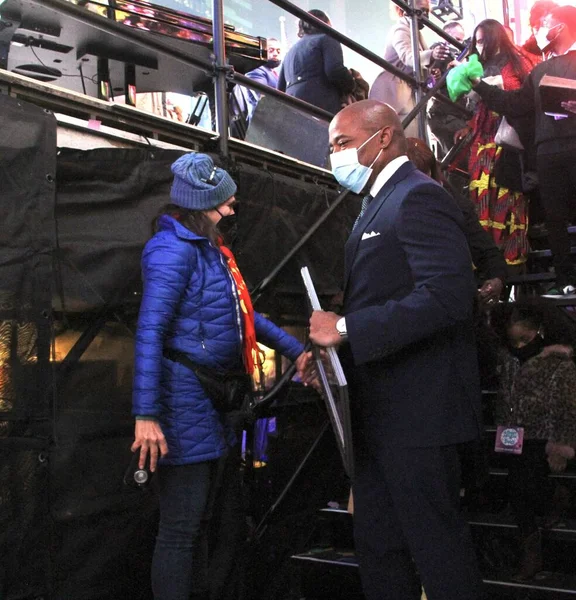 Eric Adams Oficjalnie Ogłosił Się Burmistrzem Nowego Jorku Times Square — Zdjęcie stockowe