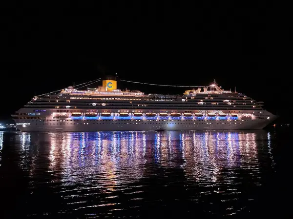 Costa Fascinosa Cruise Ship Leaves Port Santos January 2021 Santos — стоковое фото