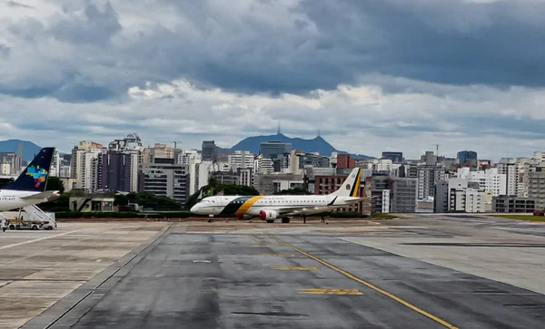 Brazilian Presidential Airplane Parked Congonhas Airport Awaiting Presidents Discharge Hospital — Stockfoto