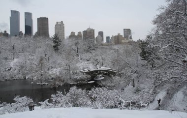 Central Park 'ta kar yağışı. 7 Ocak 2022, New York, ABD: New York 'ta 2022' de beklenen ilk kar yağışı New York City 'de kış havası uyarısı ile New York' u 12 'ye kadar uyardı. 