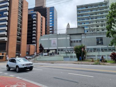 People at Beira Mar beach in Florianopolis. January 11, 2022, Florianopolis, Santa Catarina, Brazil: Movement of people at Beira Mar Norte beach in Florianopolis, Santa Catarina during summer vacation period across the country
