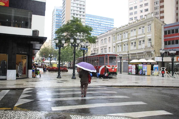 Βροχερή Μέρα Πρόσωπο Του Χειμώνα Στην Curitiba Ιανουαρίου 2022 Curitiba — Φωτογραφία Αρχείου