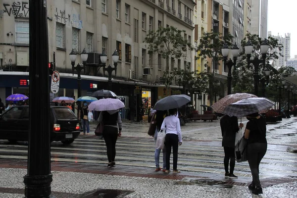 Día Lluvioso Con Cara Invierno Curitiba Enero 2022 Curitiba Paraná — Foto de Stock