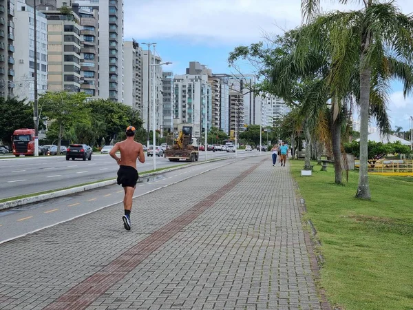 People Beira Mar Beach Florianopolis January 2022 Florianopolis Santa Catarina — Stok fotoğraf