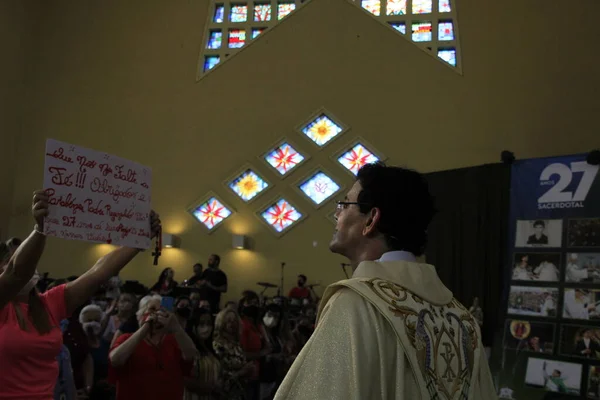 Religion Priest Reginaldo Manzotti Completes Years Priesthood Mass Curitiba January — Zdjęcie stockowe