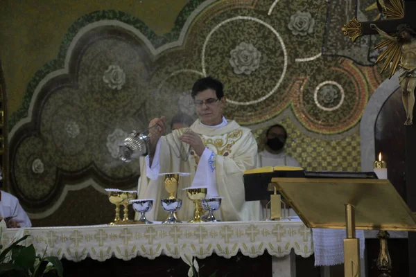 Religion Priest Reginaldo Manzotti Completes Years Priesthood Mass Curitiba January — Stockfoto