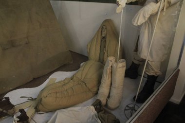 2. Dünya Savaşı 'ndan kalma makaleler Curitiba' daki Expeditionaries Museum 'da sergileniyor. 21 Ocak 2022, Curitiba, Parana, Brezilya: Brezilyalı askerlerin 2. Dünya Savaşı 'na katılımıyla ilgili makaleler (1939-1945))