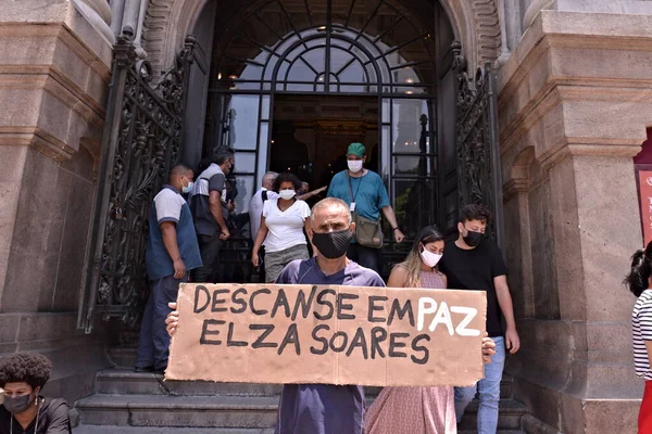 Corpo Cantora Elza Soares Está Velado Teatro Municipal Rio Janeiro — Fotografia de Stock