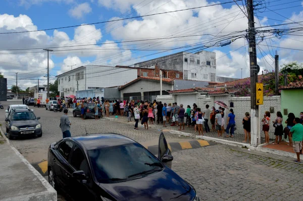 Люди Делают Длинные Очереди Социальных Служб Программ Таких Auxilio Brasil — стоковое фото