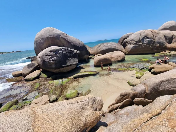 Verano Movimiento Bañistas Mole Beach Florianópolis Enero 2022 Florianópolis Santa — Foto de Stock