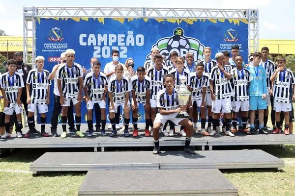 Piłka Nożna Corinthians Wygrywa Klasyczny Santos Jest Trzykrotnym Mistrzem Votorantim — Zdjęcie stockowe