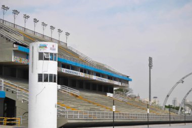 Sao Paulo 'daki Sambadrome manzarası. 24 Ocak 2022. Brezilya, Sao Paulo: Sao Paulo Sambadrome 'un bu 24 Pazartesi günü, şehrin kuzeyindeki manzarası. Koronavirüsün Omicron varyantının sebep olduğu covid-19 vakalarındaki artış nedeniyle, 