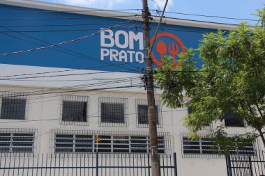 Sao Paulo Valisi 'nin Bom Prato programına olan ziyareti iptal edilmiştir. 25 Ocak 2022, Cidade Dutra, Sao Paulo, Brezilya: Sao Paulo valisi Joao Doria 'nın ziyaret ettiği Bom Prato Cidade Dutra manzarası