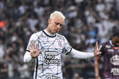 Paulista Futbol Şampiyonası: Corinthians ve Ferroviaria. Korintliler takımından Paulinho, Korintliler ve Ferroviaria arasındaki futbol maçı sırasında, Neo Quimica Arena 'da düzenlenen Paulista Futbol Şampiyonası' nın birinci turu için geçerliydi.